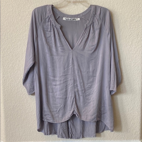 Micheal Stars Tops - Micheal Stars Gray Asymmetrical Dolman Sleeve Split Back Blouse Size S